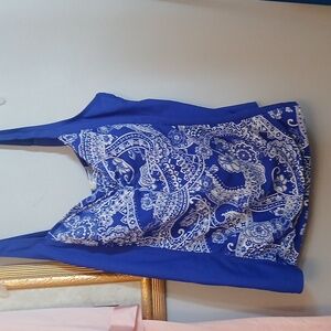 Liz Claiborne 2 Piece Tankini And Skirt Swim Suit Size 24 Royal Blue White